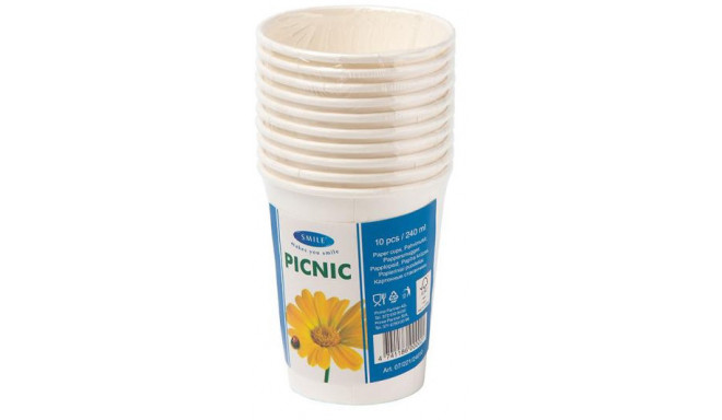 Smile paper cups 240ml 10pcs, white