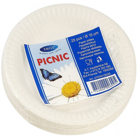 Smile papptaldrikud 15cm 25tk