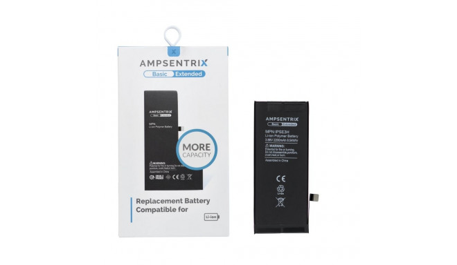 AmpSentrix Basic battery for iPhone SE 2022 (high capacity 2200 mAh)