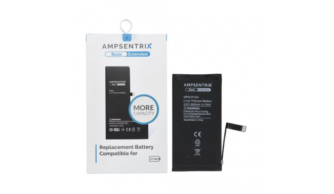 AmpSentrix Basic battery for iPhone 14 (high capacity 3650 mAh)