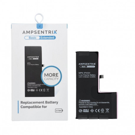 AmpSentrix Basic battery for iPhone XS (high capacity 3150 mAh)