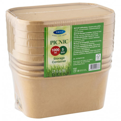 Smile kraft säilituskarbid 5tk/pk, 1000ml