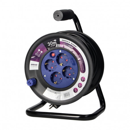 Bebmiv pikendusjuhe, 4 pesa 2P+Z (Schuko), PVC-kaabel H05VV-F 3x1.0mm², pikkus 30m, termokaitse, voo