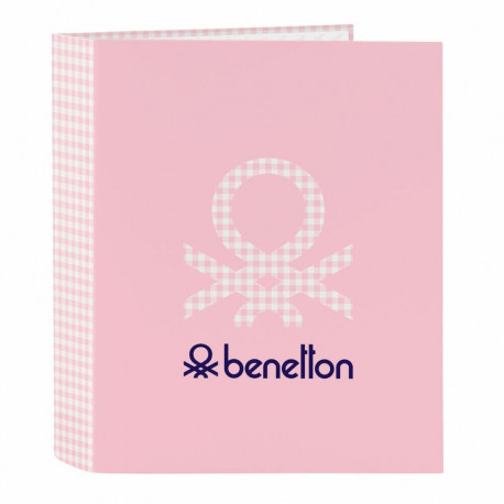 Ring binder Benetton Vichy Pink A4 27 x 33 x 6 cm