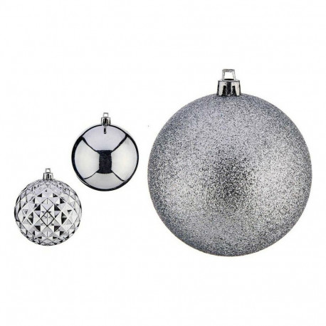 Christmas Baubles Krist+ Silver PVC Ø 8 cm 3 Units