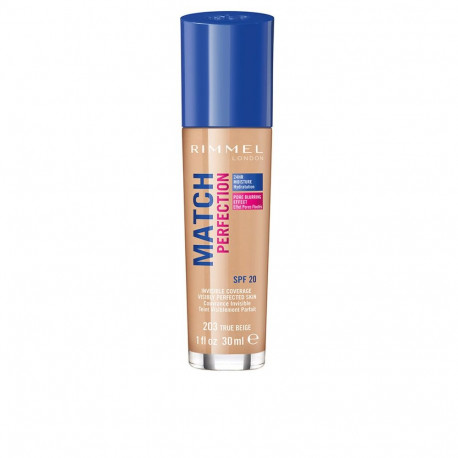 Vedel meigipõhi Rimmel London Match Perfection Nº 203 Spf 20 30 ml