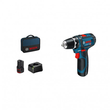 Bosch akuga puur-kruvikeeraja 12 V Li-Ion 1300 RPM must, sinine, punane