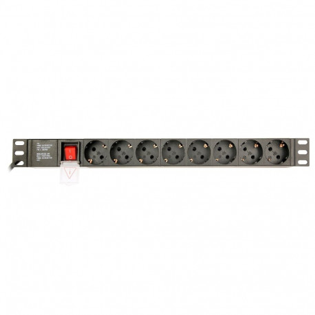 EnerGenie EG-PDU-014 Rack Power Distribution Unit (8 Schuko sockets, 1U, 16A, Schuko plug, 3m, black