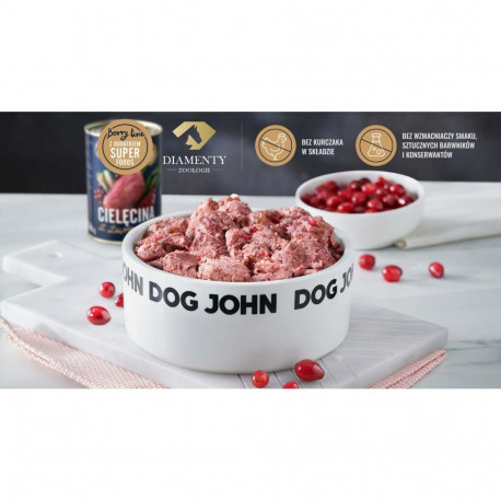 JOHN DOG Berry Line täiskasvanud koertele vasikaliha ja jõhvikatega märg koeratoit 800g