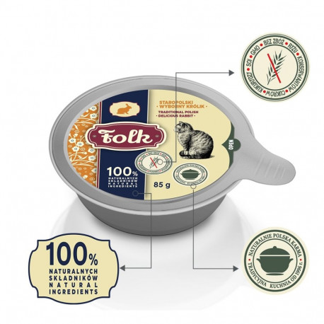 FOLK traditsiooniline Poola maitsev küülik märg kassitoit 85g