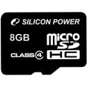 Silicon Power memory card microSDHC 8GB Class 4 + USB reader