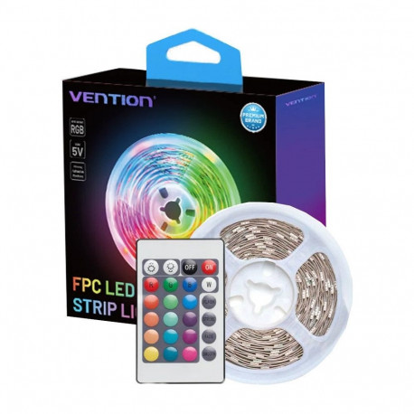Vention RGB FPC LED strip with remote control, 5V, 5m
