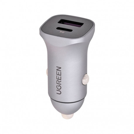 Ugreen USB Type-C / USB 24W Power Delivery kiirlaadija auto laadija, hall (30780)