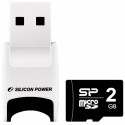 Silicon Power mälukaart microSD 2GB + USB lugeja