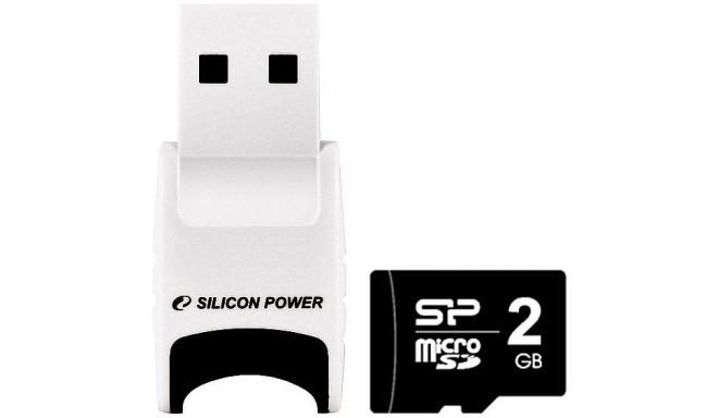 Silicon Power карта памяти SD micro 2ГБ + USB адаптер