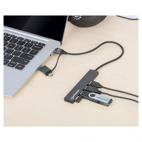 Manhattan kombo-jaotur 4Port USB 3.0 Typ-C/Typ-A 4xUSB-A