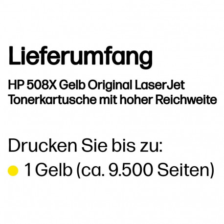 "HP 508X original Toner cartridge CF362X yellow 9.500 pages high capacity"