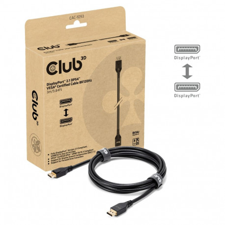 "Club3D DP-Kabel 2.1 DP54 zertifiziert 3m 8K120Hz St/St retail"