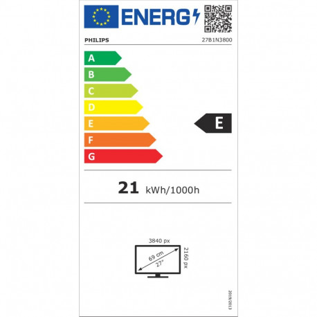 Philips monitor 27B1N3800 68,6cm/27" 3840x2160 16:9 4K UHD IPS 4ms 60Hz 2xHDMI DP USB kõlar Pivot, m