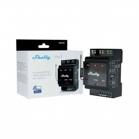 Shelly Wave Pro 3 DIN-liistu relee max. 48 A 3 faasi 3x 16A Z-Wave