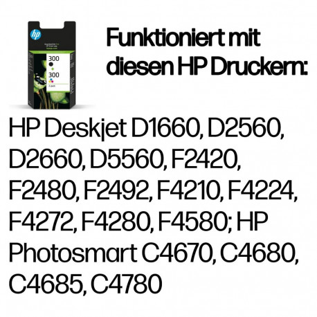 "HP 300 original Ink cartridge CN637EE black and tri-colour standard capacity 2 x 4ml black: 200 pag