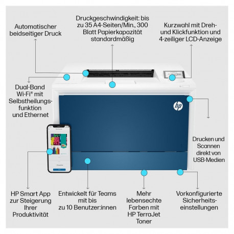 "FL HP Color LaserJet Pro 4202dw Farblaserdrucker LAN WLAN Duplex"