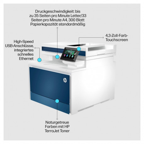"FL HP Color LaserJet Pro MFP 4302fdn Farblaser-Multifunktionsdrucker 4in1 A4 LAN Duplex ADF"