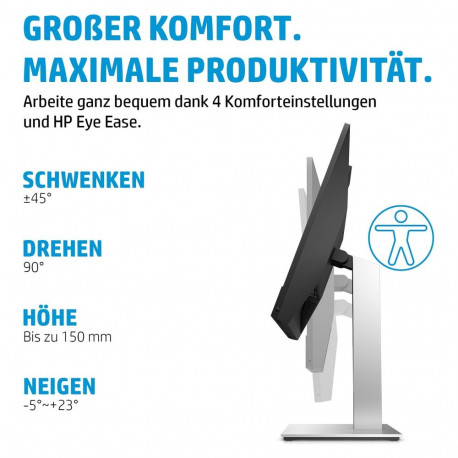 "60,5cm/23,8'' (1920x1080) HP E24m G4 16:9 5ms USB-C VGA HDMI DP Speaker Full HD Black"