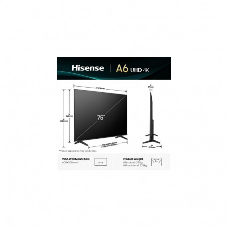 Hisense 75A6Q 190.5 cm (75") 4K Ultra HD Smart TV Wi-Fi Black