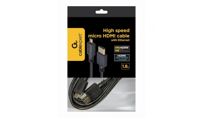 CABLE HDMI-MICRO HDMI 1.8M/V.2.0 BLK CC-HDMID-6 GEMBIRD