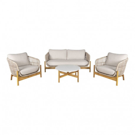 Aiamööbli komplekt TERRACINA diivan, 2 tugitooli ja laud, pruun/beež