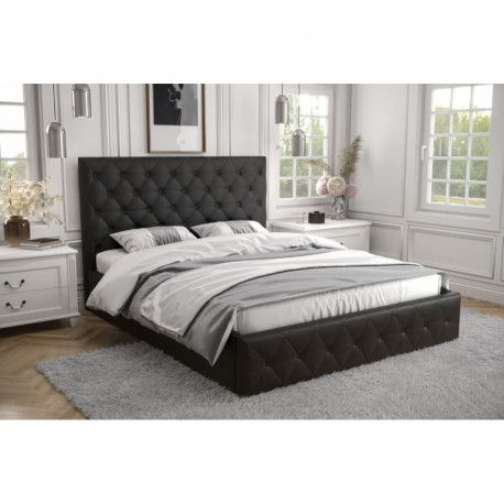 Pesukastiga voodi Roma 140×200 cm, must