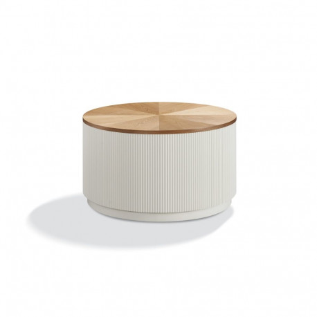 Diivanilaud STILIG ümmargune 80cm, valge/naturaalne