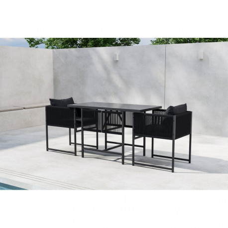 Aiamööbli komplekt NOTO laud ja 2 tooli, must