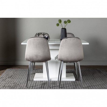 Söögitoa komplekt PLUTO&EVA 4 tooli, valge/helehall