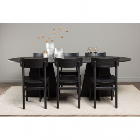 Söögitoa komplekt BOOTCUT ovaalne laud ja MONTROS toolid 6-kohaline, must