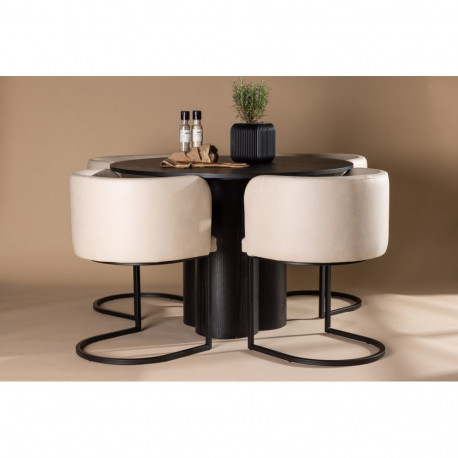 Söögitoa komplekt OLIVIA & SIMRISHAMN 4 tooliga, must/beež