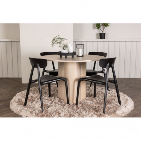 Söögitoa komplekt OLIVIA&URSHOLM 4 tooliga, naturaalne/must