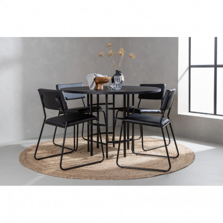Söögitoa komplekt COPENHAGEN ümmargune laud + 4 tooli KENTH, must