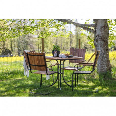 Aiamööbli komplekt HOLMSUND laud ja 4 tooli, must/naturaalne