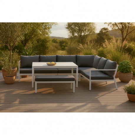 Aiamööbli komplekt RAMOS, valge/hall