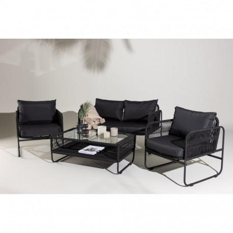 Aiamööbli komplekt UTAH lauaga ja toolidega, must