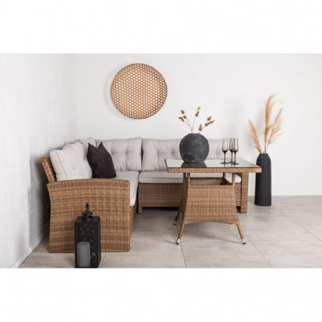 Aiamööbli komplekt WATFORD nurgadiivan, naturaalne