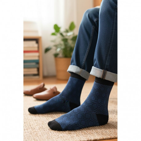 SOKISAHTEL TARMO sinised rombimustriga puuvillased sokid 446