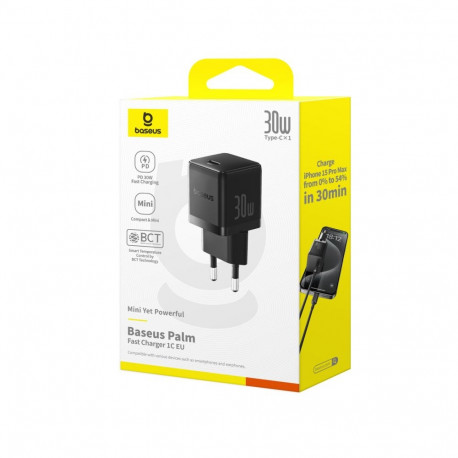 Baseus _7741900 Baseus Rychlonabíječka do sítě Palm 30W USB-C PD QC 3.0 černá