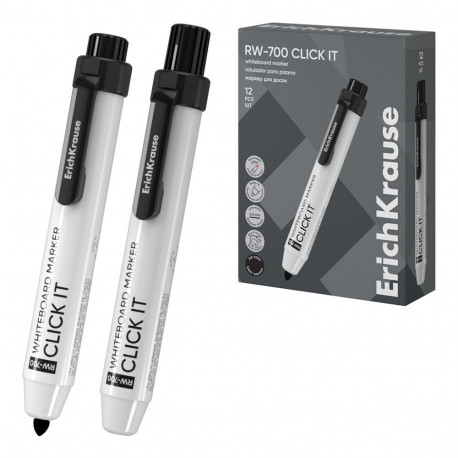 Retractable white board marker ErichKrause RW-700 Click it, ink color: black (box 12 pcs.)