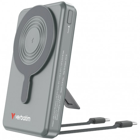 Akupank Verbatim Charge´n´Go 2C & Display Power Bank 10000mAh tumehall, juhtmevaba Qi laadimine kuni