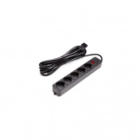 UPS-Rated Extension Cord 5m, 5 sockets, with switch, black