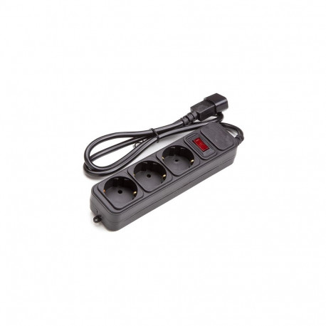 UPS-Rated Extension Cord 1m, 3 sockets, with switch, black