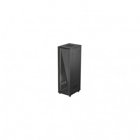 RACK CABINET 19" FREE-STANDING 42U/600X800 (FLAT PACK) WITH GLASS DOOR BLACK LANBERG